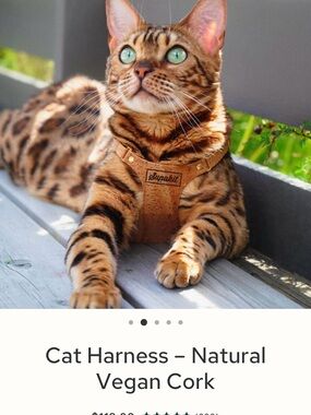 SUPAKIT Natural Cork Cat Harness - Tan Vegan Leather